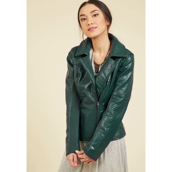 Modcloth Jackets & Blazers - Moto You Than Meets the Eye Jacket in Pine